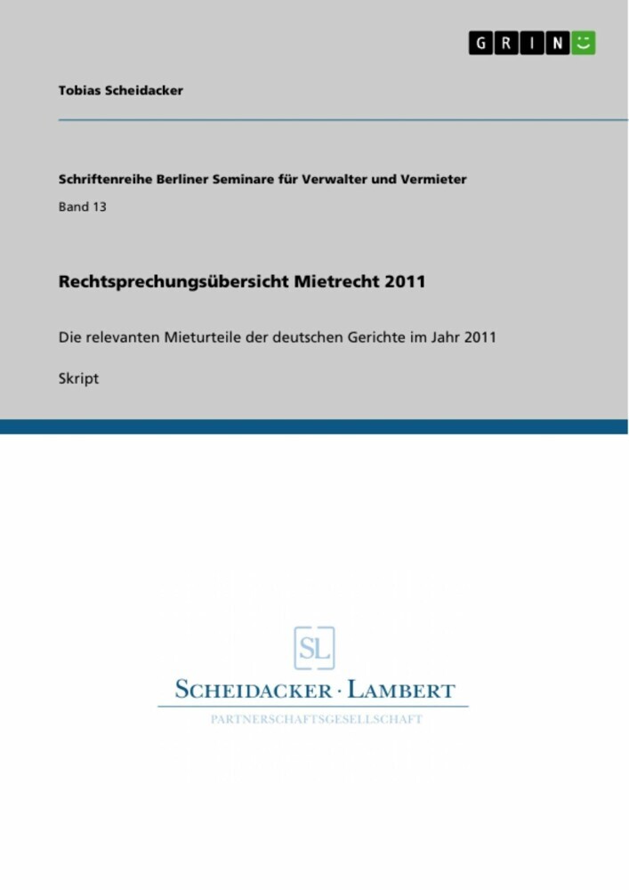 Rechtsprechungsübersicht Mietrecht 2011 main product photo