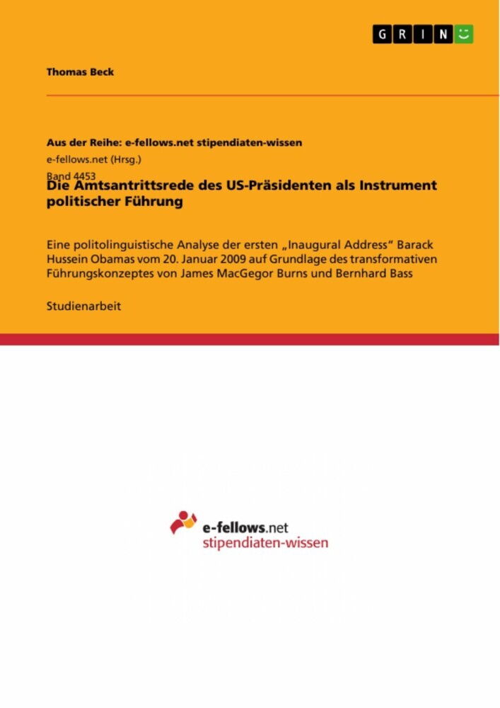 Die Amtsantrittsrede des US-Präsidenten als Instrument politischer Führung main product photo
