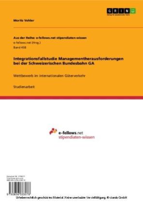 Integrationsfallstudie Managementherausforderungen bei der Schweizerischen Bundesbahn GA