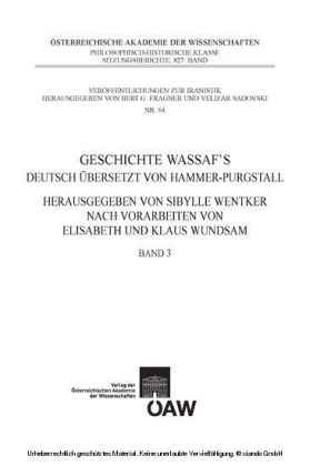 Geschichte Wassaf`s deutsch übersetzt von Hammer-Purgstall