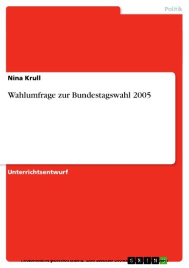 Wahlumfrage zur Bundestagswahl 2005 main product photo