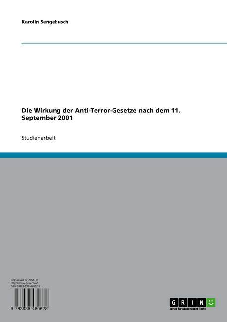 Die Wirkung der Anti-Terror-Gesetze nach dem 11. September 2001 main product photo
