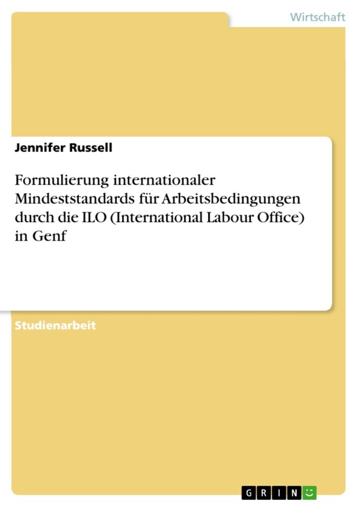 Formulierung internationaler Mindeststandards für Arbeitsbedingungen durch die ILO (International Labour Office) in Genf main product photo
