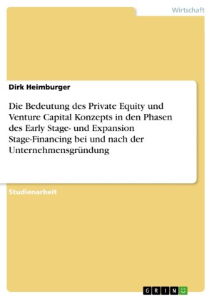 Die Bedeutung des Private Equity und Venture Capital Konzepts in den Phasen des Early Stage- und Expansion Stage-Financing bei und nach der Unternehmensgründung
