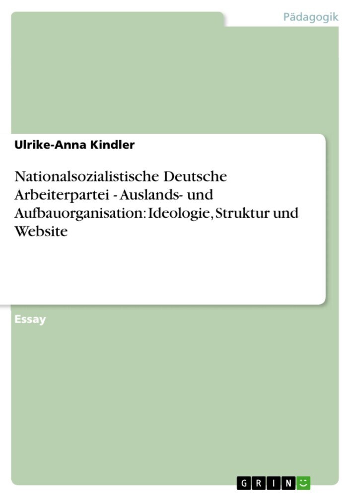 Nationalsozialistische Deutsche Arbeiterpartei - Auslands- und Aufbauorganisation: Ideologie, Struktur und Website main product photo