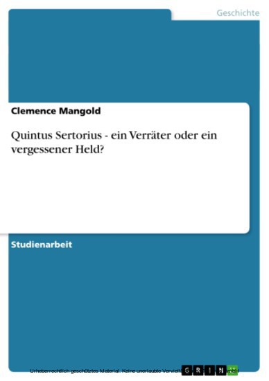 Quintus Sertorius - ein Verräter oder ein vergessener Held? main product photo