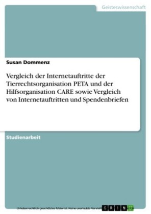 Vergleich der Internetauftritte der Tierrechtsorganisation PETA und der Hilfsorganisation CARE sowie Vergleich von Internetauftritten und Spendenbriefen