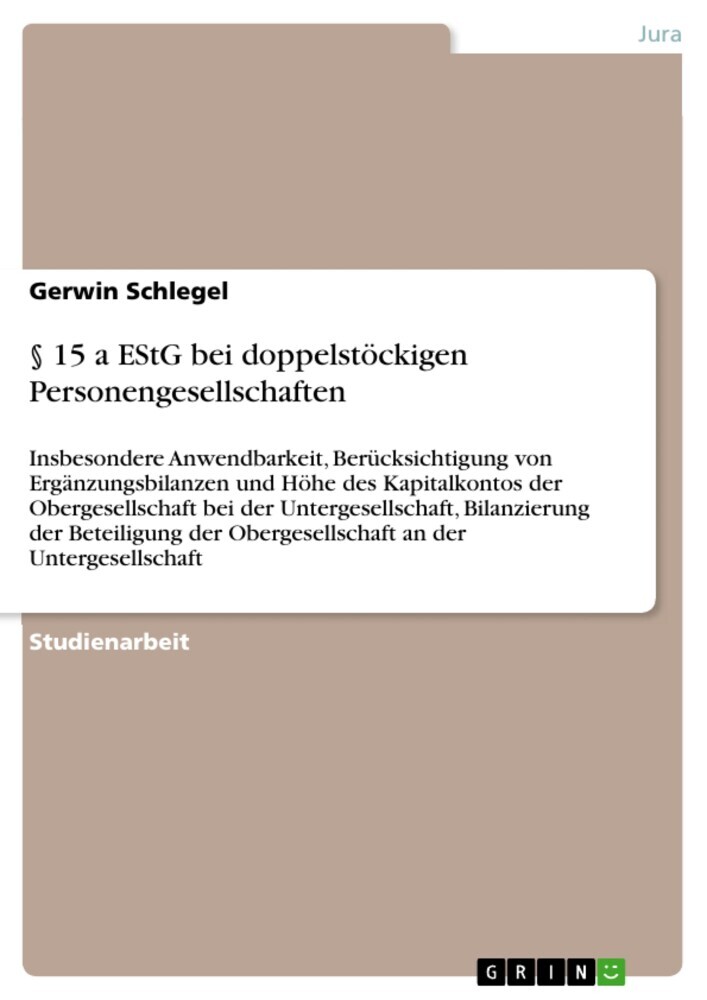 § 15 a EStG bei doppelstöckigen Personengesellschaften main product photo