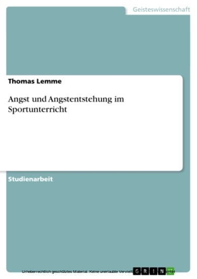 Angst und Angstentstehung im Sportunterricht main product photo