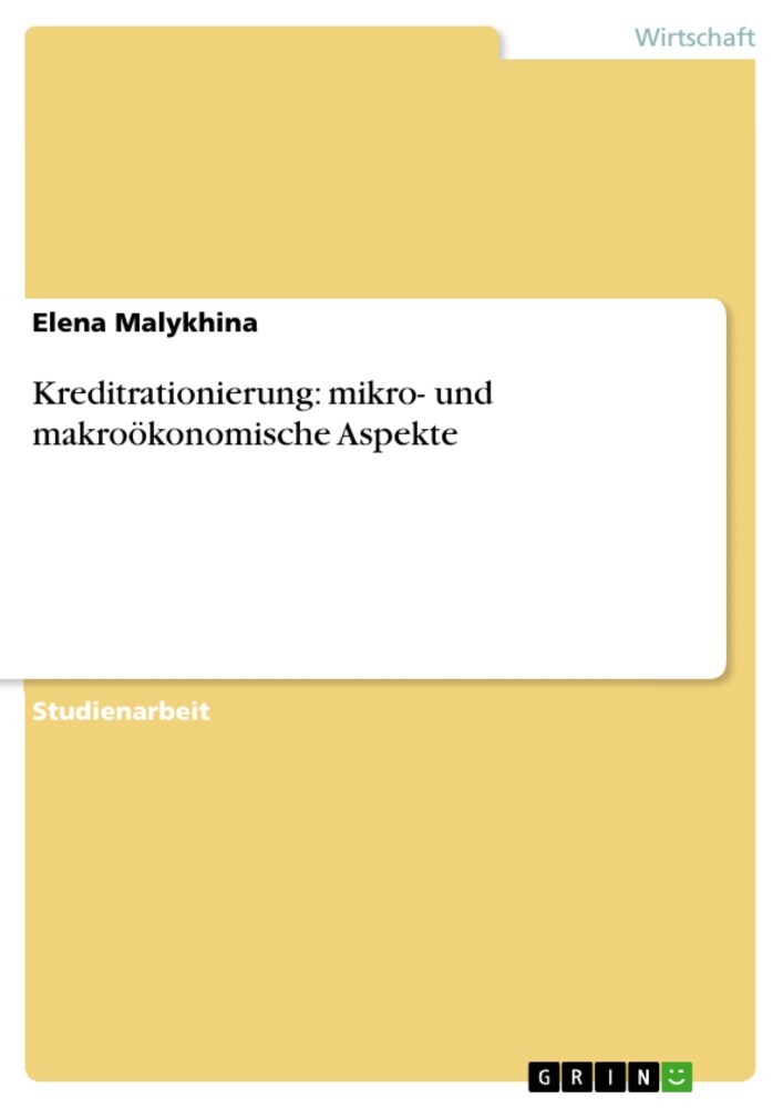 Kreditrationierung: mikro- und makroökonomische Aspekte main product photo