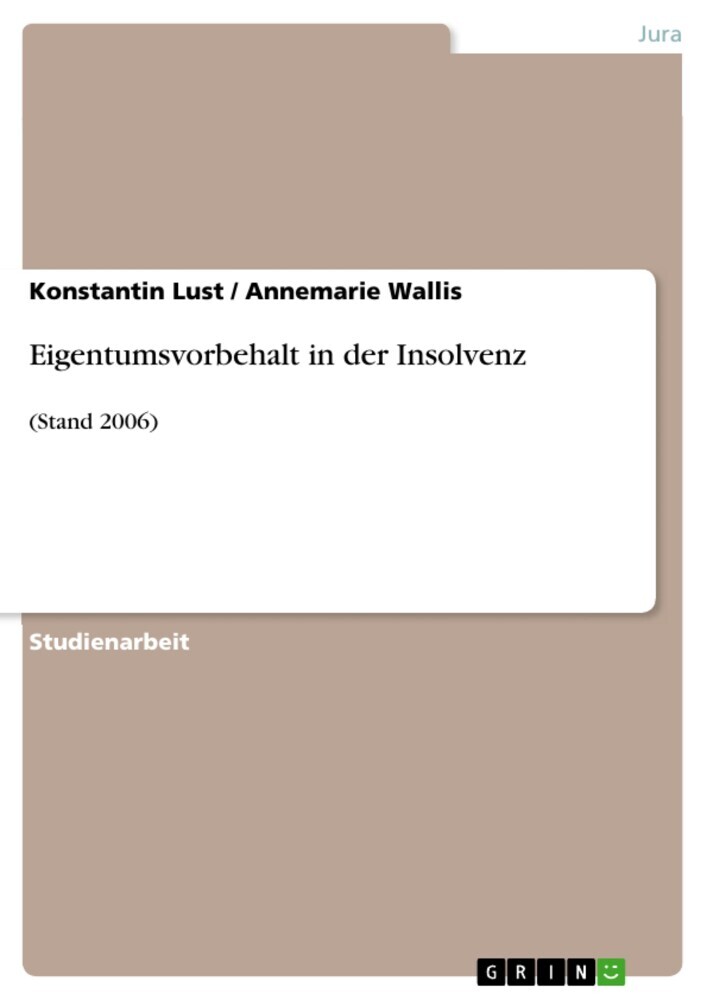 Eigentumsvorbehalt in der Insolvenz (Stand 2006) main product photo