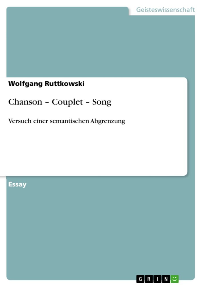 Chanson - Couplet - Song main product photo