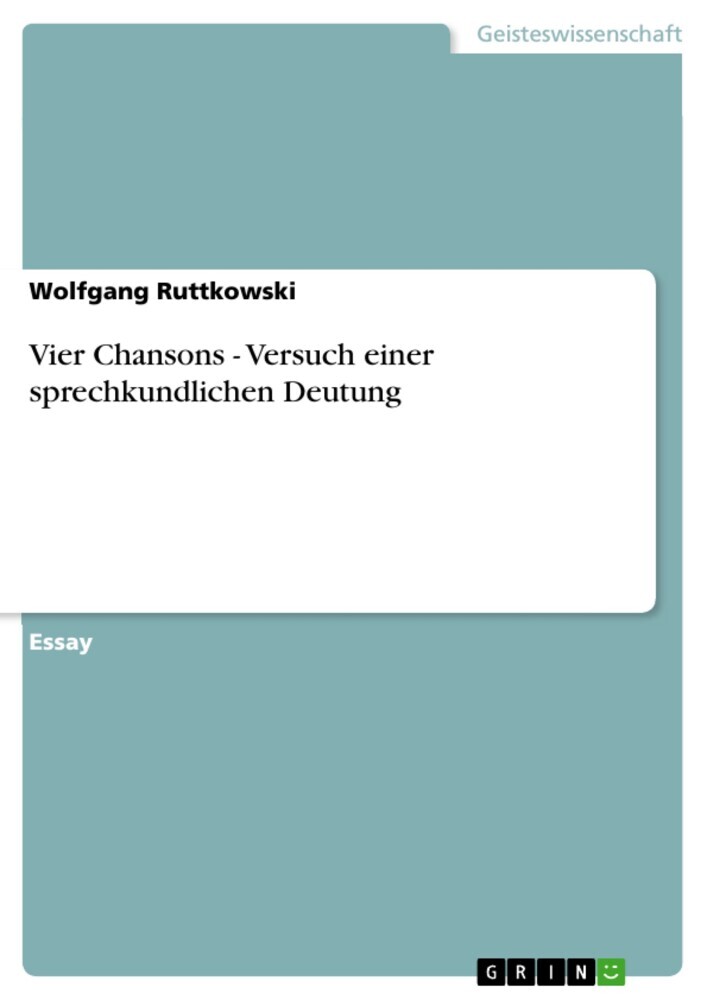 Vier Chansons - Versuch einer sprechkundlichen Deutung main product photo
