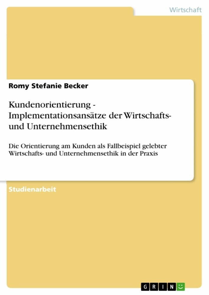 Kundenorientierung - Implementationsansätze der Wirtschafts- und Unternehmensethik main product photo