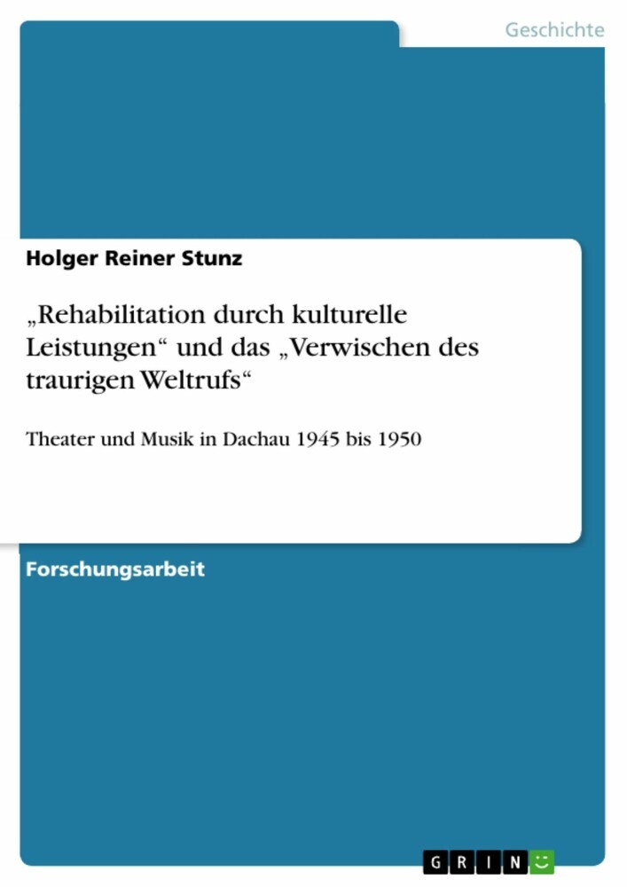 'Rehabilitation durch kulturelle Leistungen' und das 'Verwischen des traurigen Weltrufs' main product photo