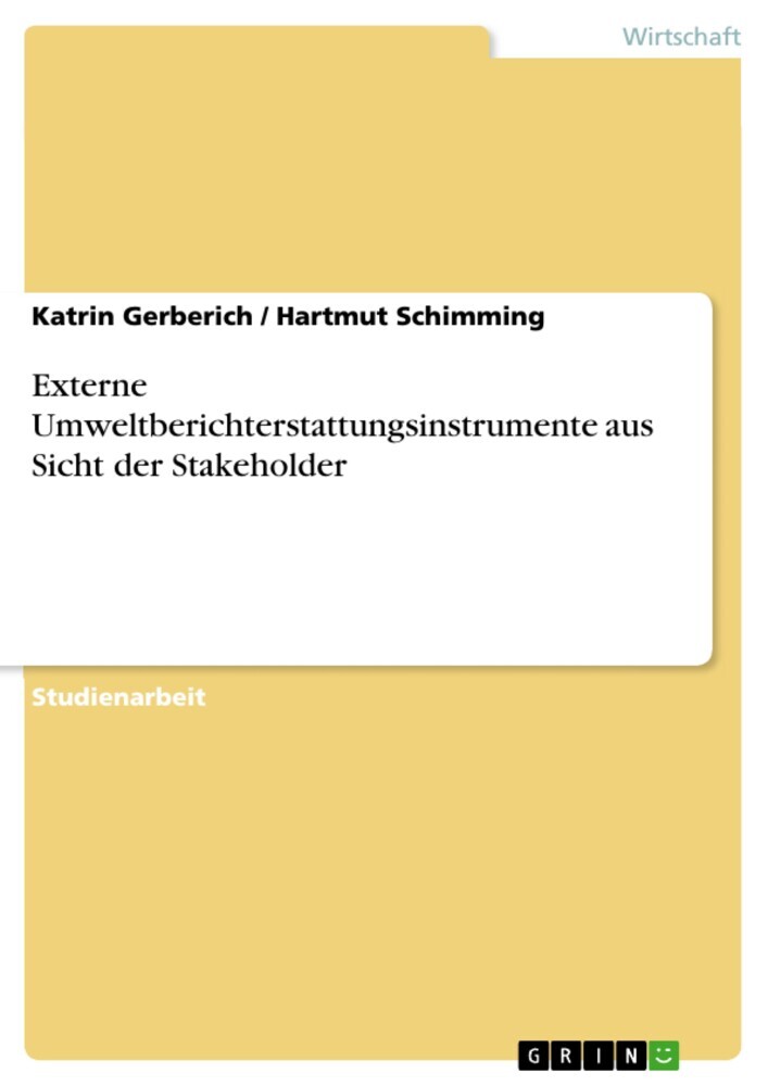 Externe Umweltberichterstattungsinstrumente aus Sicht der Stakeholder main product photo