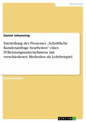 Darstellung des Prozesses 'Schriftliche Kundenanfrage bearbeiten' eines IT-Beratungsunternehmens mit verschiedenen Methoden als Lehrbeispiel