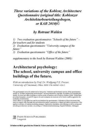 Three variations of the Koblenz Architecture Questionnaire (original title: Koblenzer Architekturbeurteilungsbogen, or KAB 2010)©