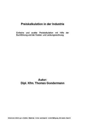 Preiskalkulation in der Industrie