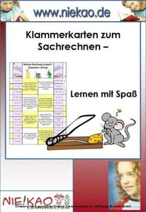 Klammerkarten zum Sachrechnen lernen mit Spaß