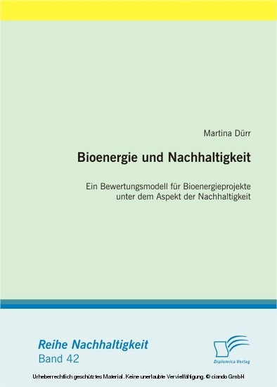Bioenergie und Nachhaltigkeit: Ein Bewertungsmodell für Bioenergieprojekte unter dem Aspekt der Nachhaltigkeit main product photo