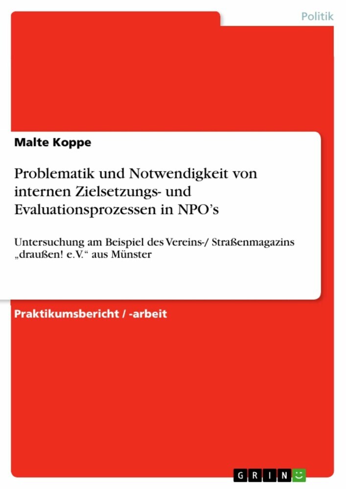 Problematik und Notwendigkeit von internen Zielsetzungs- und Evaluationsprozessen in NPO's main product photo