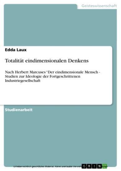 Totalität eindimensionalen Denkens main product photo