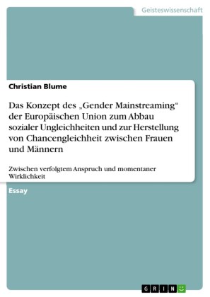 Das Konzept des 'Gender Mainstreaming' der Europäischen Union zum Abbau sozialer Ungleichheiten und zur Herstellung von Chancengleichheit zwischen Frauen und Männern