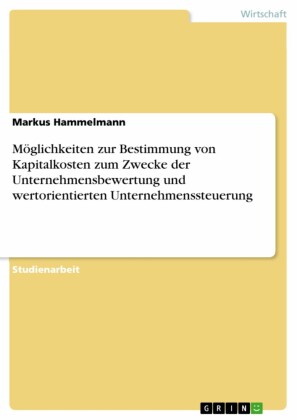 Möglichkeiten zur Bestimmung von Kapitalkosten zum Zwecke der Unternehmensbewertung und wertorientierten Unternehmenssteuerung