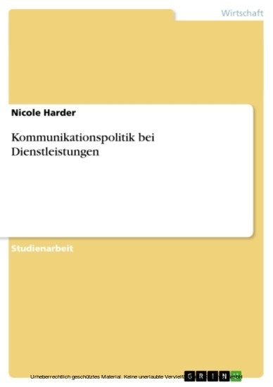 Kommunikationspolitik bei Dienstleistungen main product photo
