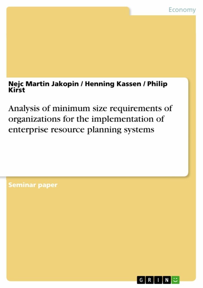 Analysis of minimum size requirements of organizations for the implementation of enterprise resource planning systems main product photo