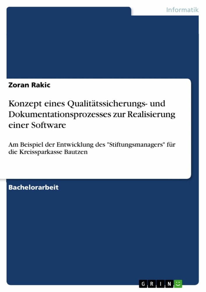Konzept eines Qualitätssicherungs- und Dokumentationsprozesses zur Realisierung einer Software main product photo