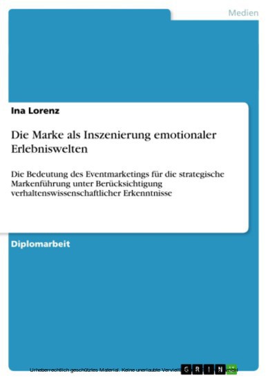Die Marke als Inszenierung emotionaler Erlebniswelten main product photo
