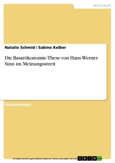 Die Basarökonomie-These von Hans-Werner Sinn im Meinungsstreit main product photo
