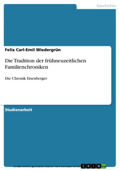 Die Tradition der frühneuzeitlichen Familienchroniken main product photo