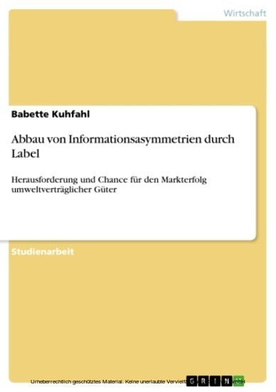 Abbau von Informationsasymmetrien durch Label main product photo