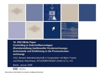 Controlling in Zeitschriftenverlagen (Kurzdarstellung traditioneller Kostenrechnungsinstrumente und Einführung in die Prozesskostenrechnung)