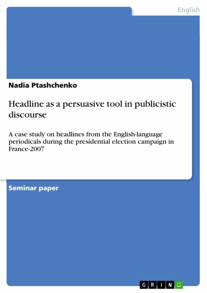 Headline as a persuasive tool in publicistic discourse main product photo