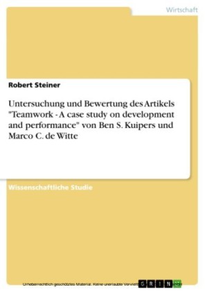 Untersuchung und Bewertung des Artikels 'Teamwork - A case study on development and performance' von Ben S. Kuipers und Marco C. de Witte