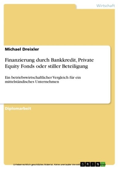 Finanzierung durch Bankkredit, Private Equity Fonds oder stiller Beteiligung main product photo