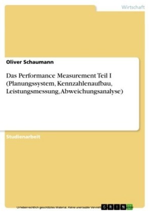 Das Performance Measurement Teil I (Planungssystem, Kennzahlenaufbau, Leistungsmessung, Abweichungsanalyse)
