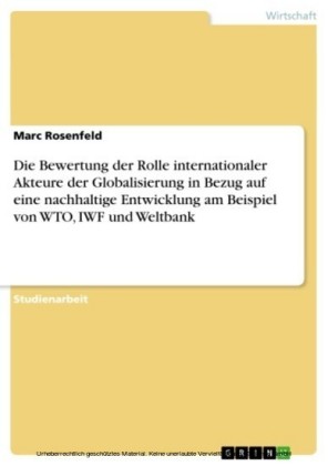 Die Bewertung der Rolle internationaler Akteure der Globalisierung in Bezug auf eine nachhaltige Entwicklung am Beispiel von WTO, IWF und Weltbank