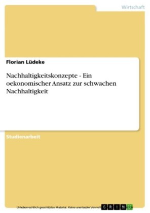 Nachhaltigkeitskonzepte - Ein oekonomischer Ansatz zur schwachen Nachhaltigkeit