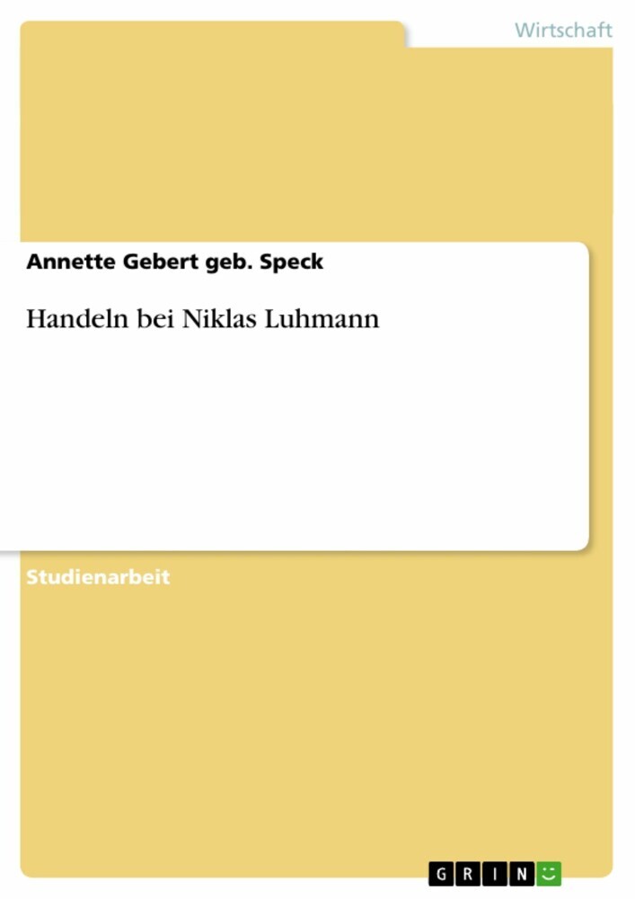 Handeln bei Niklas Luhmann main product photo