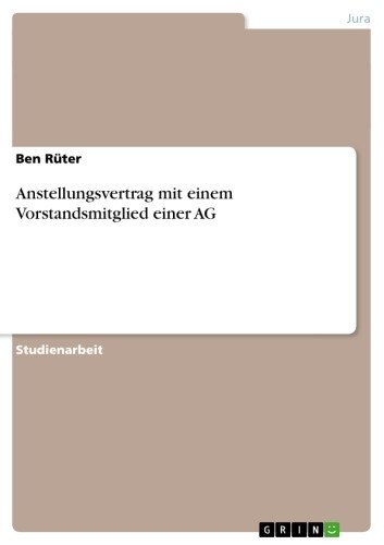 Anstellungsvertrag mit einem Vorstandsmitglied einer AG main product photo