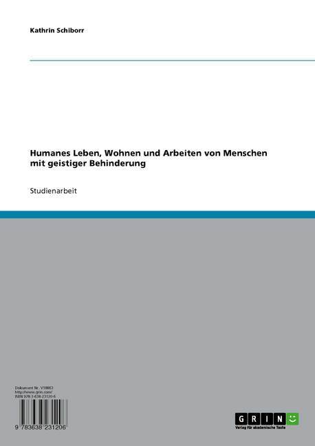 Humanes Leben, Wohnen und Arbeiten von Menschen mit geistiger Behinderung main product photo