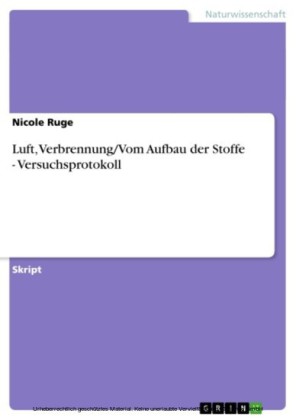 Luft, Verbrennung/Vom Aufbau der Stoffe - Versuchsprotokoll