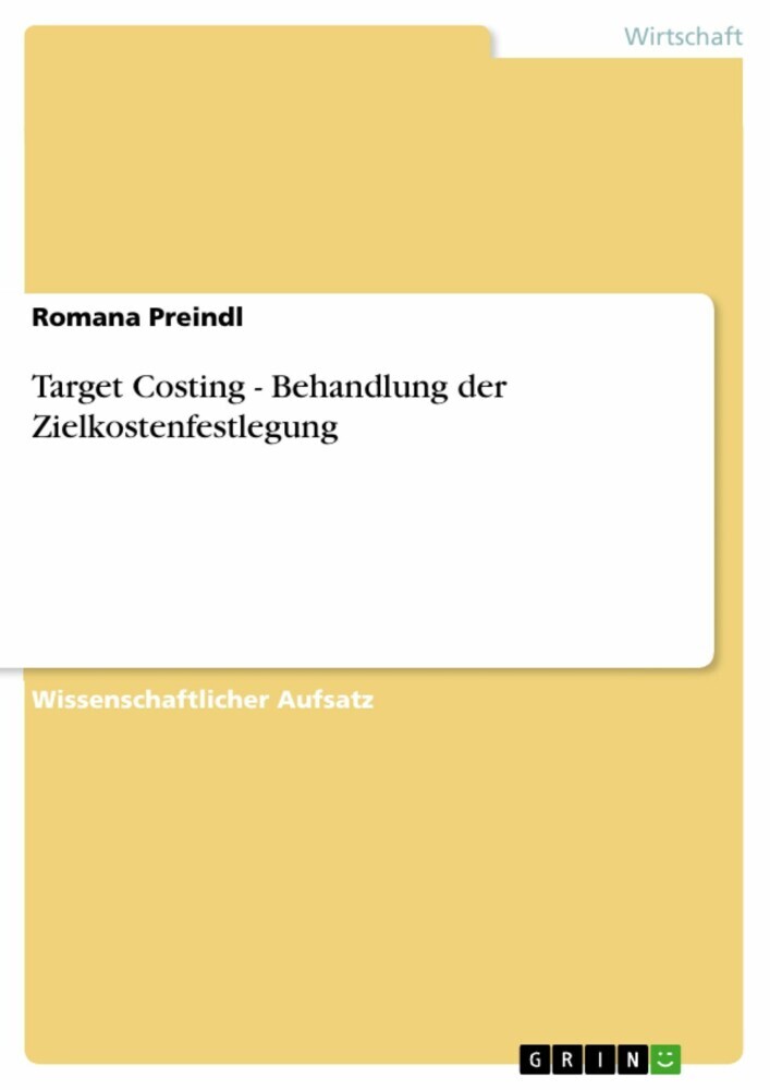 Target Costing - Behandlung der Zielkostenfestlegung main product photo