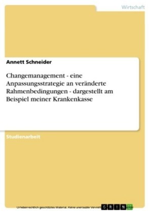 Changemanagement - eine Anpassungsstrategie an veränderte Rahmenbedingungen - dargestellt am Beispiel meiner Krankenkasse