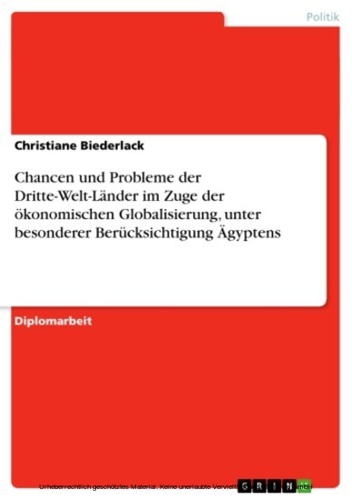 Chancen und Probleme der Dritte-Welt-Länder im Zuge der ökonomischen Globalisierung, unter besonderer Berücksichtigung Ägyptens main product photo